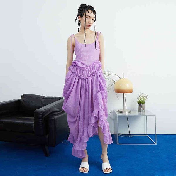 new design cutting pleat ruffled split spaghetti strap o-neck summer dresses for women 210421, Black;gray
new design cutting pleat ruffled split spaghetti strap o-neck summer dresses for women 210421, Black;gray