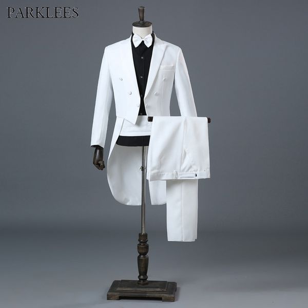 mens white elegant wedding groom 4 piece tuxedo suits (jacket+pants+blet+tie) brand slim conductor magician show terno masculino 210522, White;black
mens white elegant wedding groom 4 piece tuxedo suits (jacket+pants+blet+tie) brand slim conductor magician show terno masculino 210522, White;black