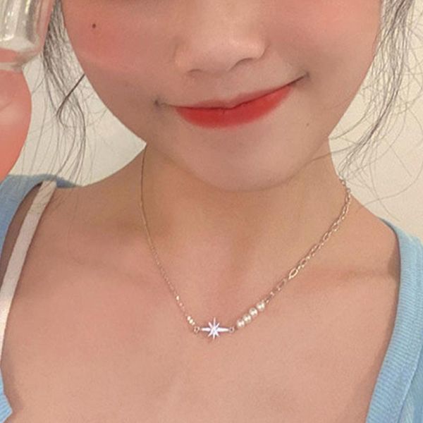 chains fashion pearl short necklace zircon eight pointed star necklaces link circle chain for women minimalist choker jewelry, Silver
chains fashion pearl short necklace zircon eight pointed star necklaces link circle chain for women minimalist choker jewelry, Silver