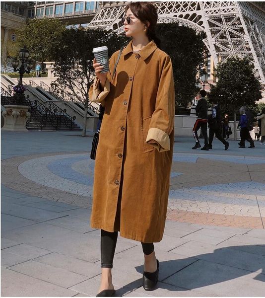 united kingdom 2021 spring design women single mama corduroy long autumn women's coat outerwear, Tan;black
united kingdom 2021 spring design women single mama corduroy long autumn women's coat outerwear, Tan;black