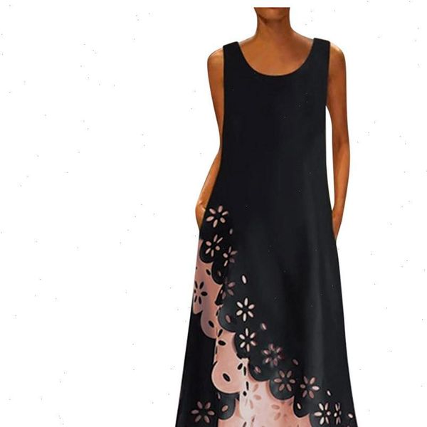 h40 sleeveless floral print women dress patchwork round neck long maxi bohemia beach shirt dresses for vestido, Black;gray
h40 sleeveless floral print women dress patchwork round neck long maxi bohemia beach shirt dresses for vestido, Black;gray