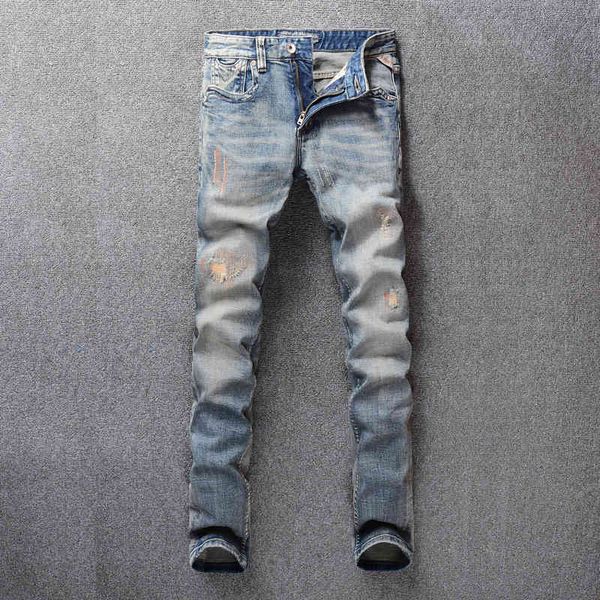 jeans newly designer fashion slim fit elastic cotton ripped jeans men embroidery patchwork italian vintage denim long pants, Blue
jeans newly designer fashion slim fit elastic cotton ripped jeans men embroidery patchwork italian vintage denim long pants, Blue