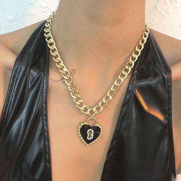 pendant necklaces punk black heart crystal key necklace for women egirl cuban link chain hip hop goth gothic neck jewelry, Silver
pendant necklaces punk black heart crystal key necklace for women egirl cuban link chain hip hop goth gothic neck jewelry, Silver