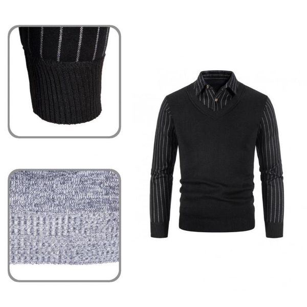 men's casual shirts trendy men sweater fake two-piece style slim fashion shirt clothes, White;black
men's casual shirts trendy men sweater fake two-piece style slim fashion shirt clothes, White;black