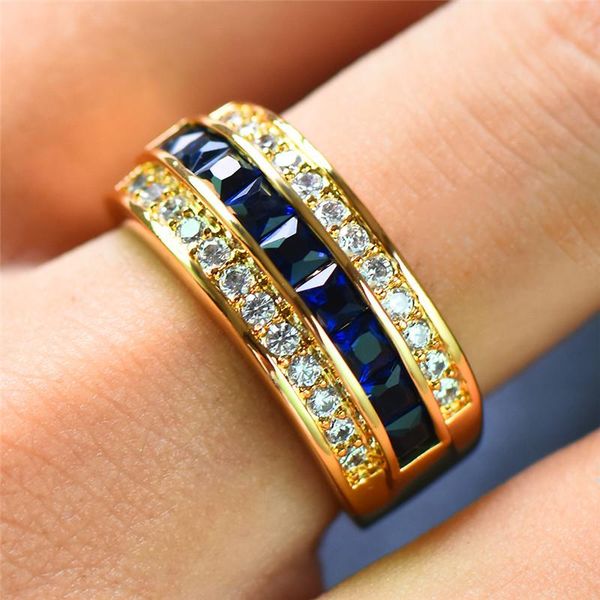 male female blue crystal ring 18kt yellow gold color wedding promise bride geometry engagement rings for women men, Slivery;golden
male female blue crystal ring 18kt yellow gold color wedding promise bride geometry engagement rings for women men, Slivery;golden
