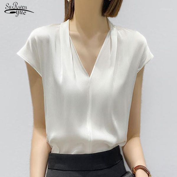 women's blouses & shirts short sleeve silk shirt women 2021 french style office lady fashion satin blouse v-neck summer female blusas, White
women's blouses & shirts short sleeve silk shirt women 2021 french style office lady fashion satin blouse v-neck summer female blusas, White