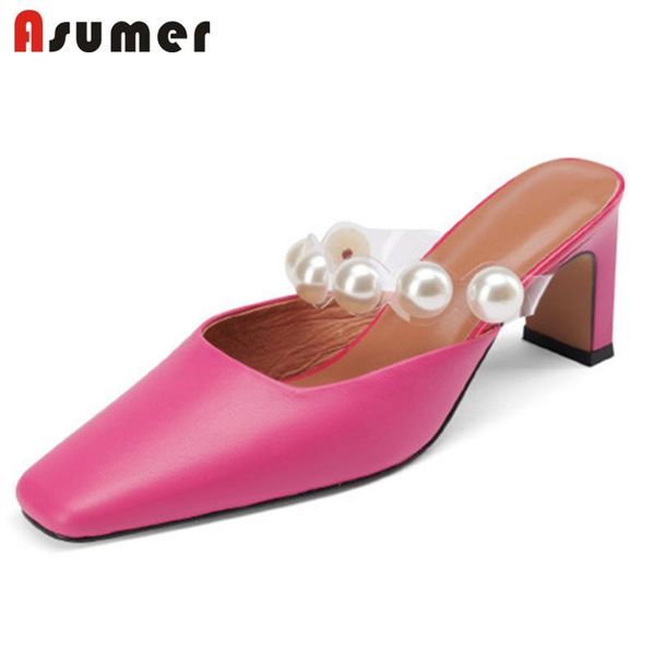 asumer 2021 mules shoes women pumps genuine leather square toe pearl spring summer high heels party woman dress, Black
asumer 2021 mules shoes women pumps genuine leather square toe pearl spring summer high heels party woman dress, Black