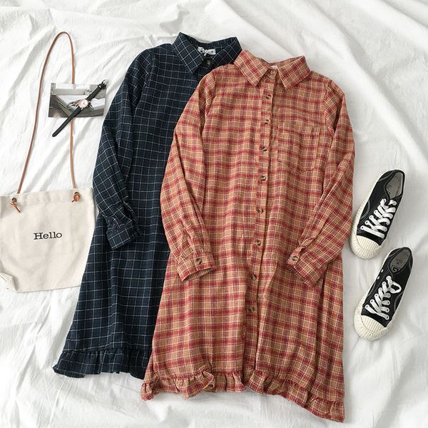 casual dresses autumn female korean temperament blend plaid single-breasted long shirt style loose midi dress 6oq9, Black;gray
casual dresses autumn female korean temperament blend plaid single-breasted long shirt style loose midi dress 6oq9, Black;gray