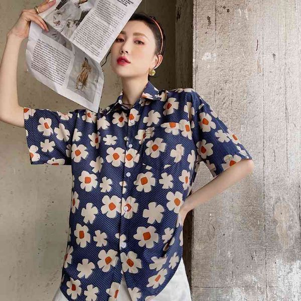 women's blouses & shirts daisy floral for women vintage blue short sleeve button up collared summer blouse korean fashion 2u2j, White
women's blouses & shirts daisy floral for women vintage blue short sleeve button up collared summer blouse korean fashion 2u2j, White