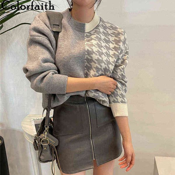 colorfaith new 2021 women autumn winter sweaters knitted checkered warm thicken fashionable wild vintage pullovers sw1555jx y1110, White;black
colorfaith new 2021 women autumn winter sweaters knitted checkered warm thicken fashionable wild vintage pullovers sw1555jx y1110, White;black