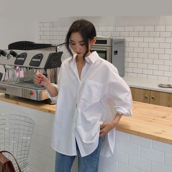 women's blouses & shirts 2021 spring autumn women white plain loose oversized female bf korean style blusas pockets
women's blouses & shirts 2021 spring autumn women white plain loose oversized female bf korean style blusas pockets
