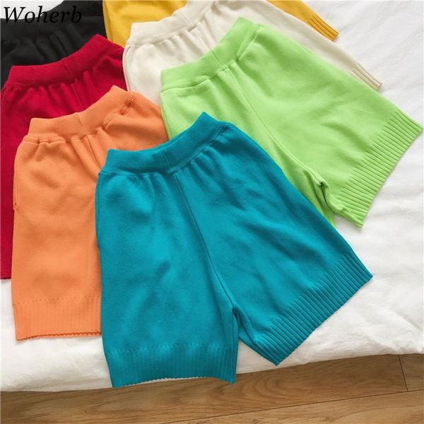 women's shorts woherb knitted women 2021 korean style casual high waist short pants red blue black feminino 23963, White;black
women's shorts woherb knitted women 2021 korean style casual high waist short pants red blue black feminino 23963, White;black