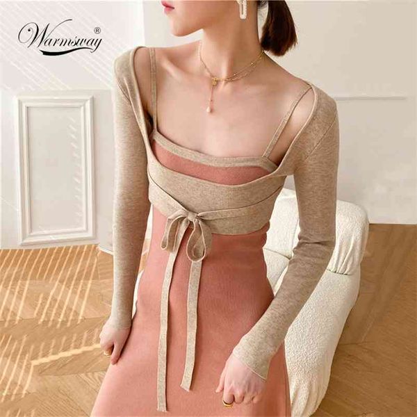 two piece solid knitted chic vintage streetwear long sleeve bow elegant sling dresses office lady women sets c-108 210522, Black;gray
two piece solid knitted chic vintage streetwear long sleeve bow elegant sling dresses office lady women sets c-108 210522, Black;gray