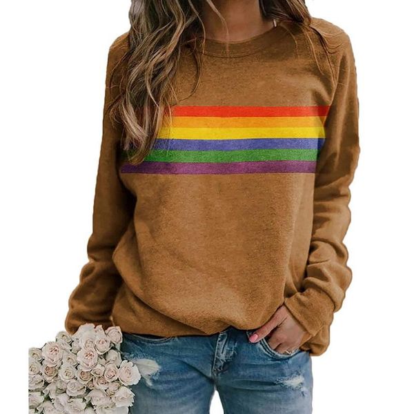 women's hoodies & sweatshirts cute rainbow striped pattern sweatshirt woman autumn long sleeved o-neck casual pullover loose oversize, Black
women's hoodies & sweatshirts cute rainbow striped pattern sweatshirt woman autumn long sleeved o-neck casual pullover loose oversize, Black