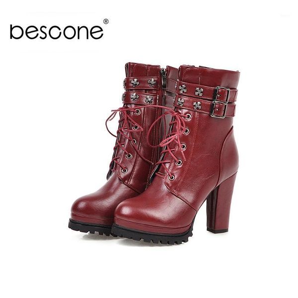 boots bescone handmade women mid-calf winter warm lace-up square heel shoes solid round toe super high lady bm2351, Black
boots bescone handmade women mid-calf winter warm lace-up square heel shoes solid round toe super high lady bm2351, Black
