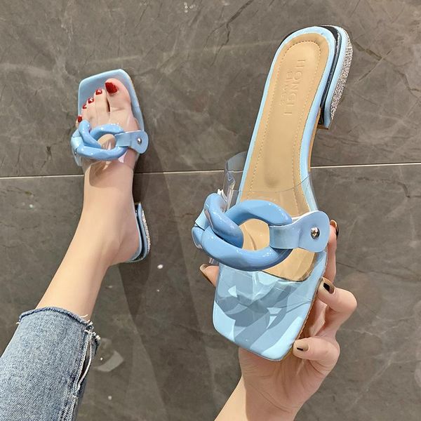 slippers open-toed ladies summer fashion flat-bottom chain square toe comfortable casual shoes for outer wear., Black
slippers open-toed ladies summer fashion flat-bottom chain square toe comfortable casual shoes for outer wear., Black