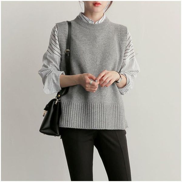 women's vests 2021 spring autumn wool sweater vest women sleeveless o-neck knitted female casual tank pullover oversize split side, Black;white
women's vests 2021 spring autumn wool sweater vest women sleeveless o-neck knitted female casual tank pullover oversize split side, Black;white