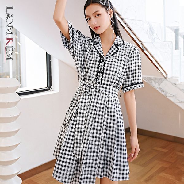 women black white plaid dress notched collar short sleeve loose fit female fashion tide summer arrivals 2e1710 210507, Black;gray
women black white plaid dress notched collar short sleeve loose fit female fashion tide summer arrivals 2e1710 210507, Black;gray