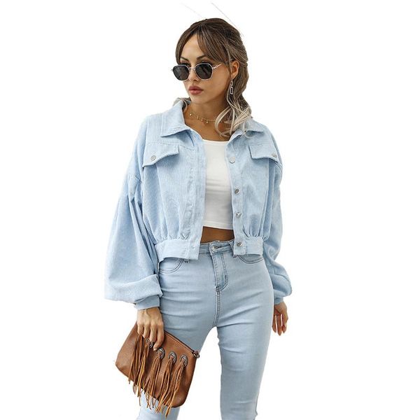 women's jackets autumn women fashion short solid color corduroy turn-down collar jacket coat female loose casual lantern sleeve outerwe, Black;brown
women's jackets autumn women fashion short solid color corduroy turn-down collar jacket coat female loose casual lantern sleeve outerwe, Black;brown