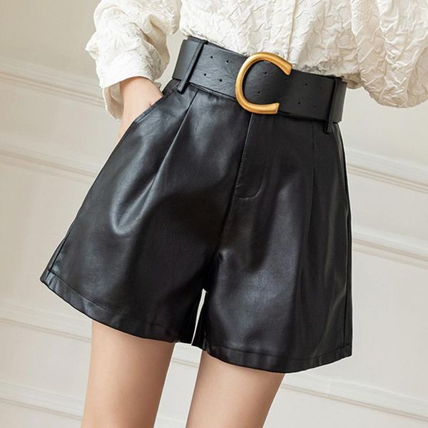 women's shorts limiguyue women pu leather belt winter pockets elegant green black high waisted casual female trousers k3397, White;black
women's shorts limiguyue women pu leather belt winter pockets elegant green black high waisted casual female trousers k3397, White;black