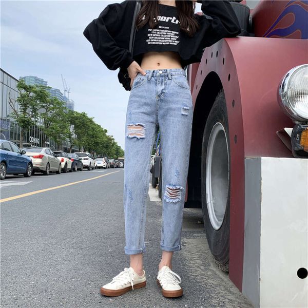 women's jeans early autumn 2021 korean nine point fat mm large size hole high waist show thin loose straight pants fashion 89rv, Blue
women's jeans early autumn 2021 korean nine point fat mm large size hole high waist show thin loose straight pants fashion 89rv, Blue