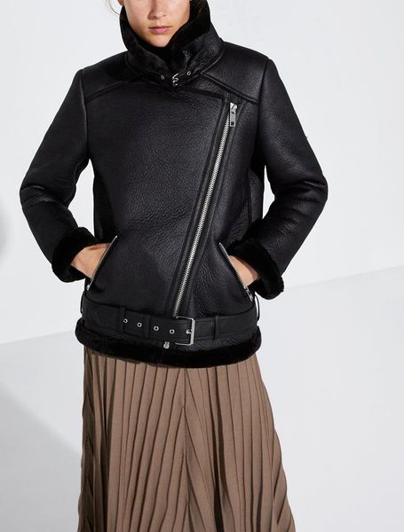 women's fur & faux thickened single leather jacket imitation one autumn winter 2021 three color medium long locomotive coat, Black
women's fur & faux thickened single leather jacket imitation one autumn winter 2021 three color medium long locomotive coat, Black