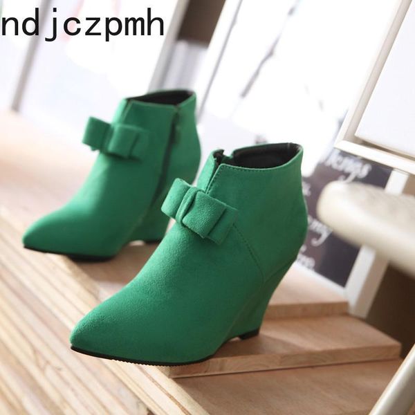 boots ankle autumn and winter fashion bow pointed zipper wedge high heel short tube women shoes size 33-43 height 9cm, Black
boots ankle autumn and winter fashion bow pointed zipper wedge high heel short tube women shoes size 33-43 height 9cm, Black