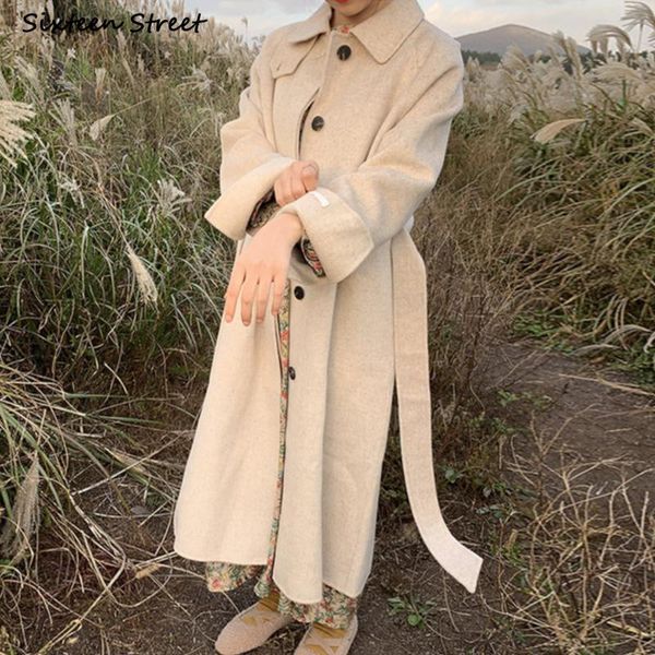 women's wool & blends beige long woolen jacket for women autumn winter 2021 thicken coats single breasted oversized tweed vintage, Black
women's wool & blends beige long woolen jacket for women autumn winter 2021 thicken coats single breasted oversized tweed vintage, Black
