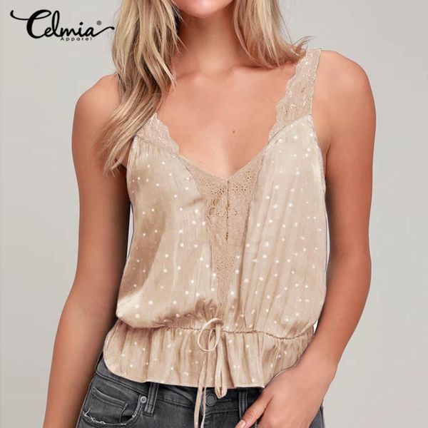 celmia women summer lace tank plus size v neck backless vests polka dot camis casual loose ruffle patchwork tees 5xl women's tanks, White
celmia women summer lace tank plus size v neck backless vests polka dot camis casual loose ruffle patchwork tees 5xl women's tanks, White