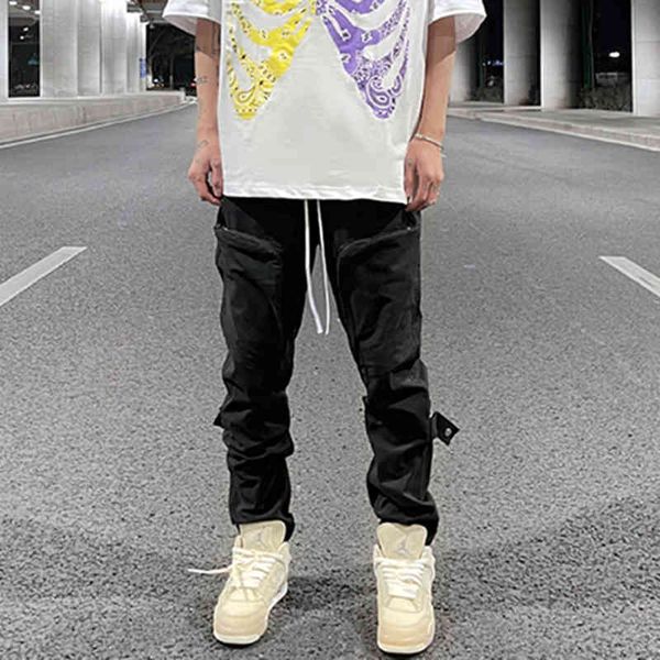 knee lace up multi-pockets drawstring casual overalls mens high street oversize straight cargo pants hip hop baggy trousers, Black
knee lace up multi-pockets drawstring casual overalls mens high street oversize straight cargo pants hip hop baggy trousers, Black