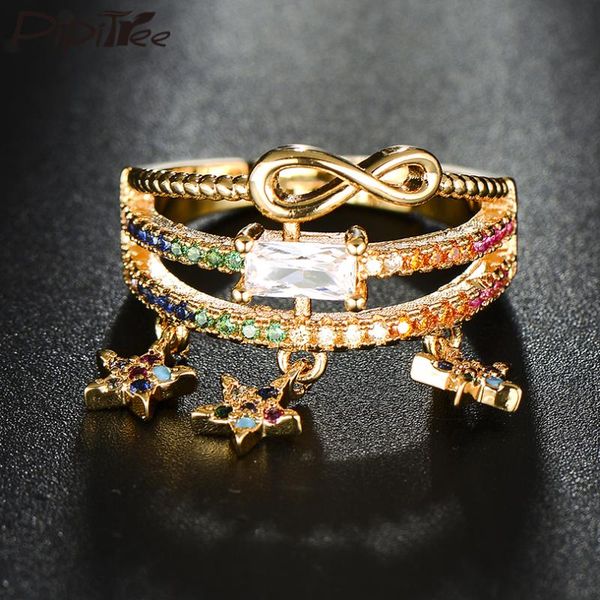 wedding rings pipitree infinity cz zircon crystal ring with star charms 3 layer adjustable women femme cocktail party jewelry, Slivery;golden
wedding rings pipitree infinity cz zircon crystal ring with star charms 3 layer adjustable women femme cocktail party jewelry, Slivery;golden