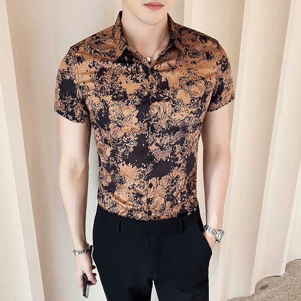 summer luxury print shirt men short sleeve casual slim streetwear social shirt mens business dress shirts big size chemise homme 210527, White;black
summer luxury print shirt men short sleeve casual slim streetwear social shirt mens business dress shirts big size chemise homme 210527, White;black