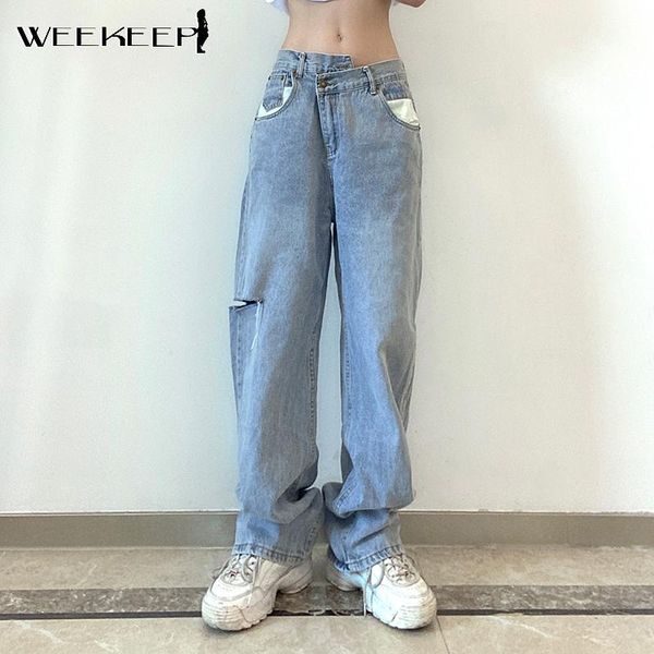 women's jeans weekeep streetwear ripped holes fashion women cut out chic cross high waist straight denim long pants summer blue vintage
women's jeans weekeep streetwear ripped holes fashion women cut out chic cross high waist straight denim long pants summer blue vintage