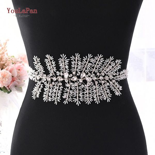 wedding sashes youlapan sh247-s beaded bridal belt rhinestone belts for women silver sequin skinny jeweled sash, White