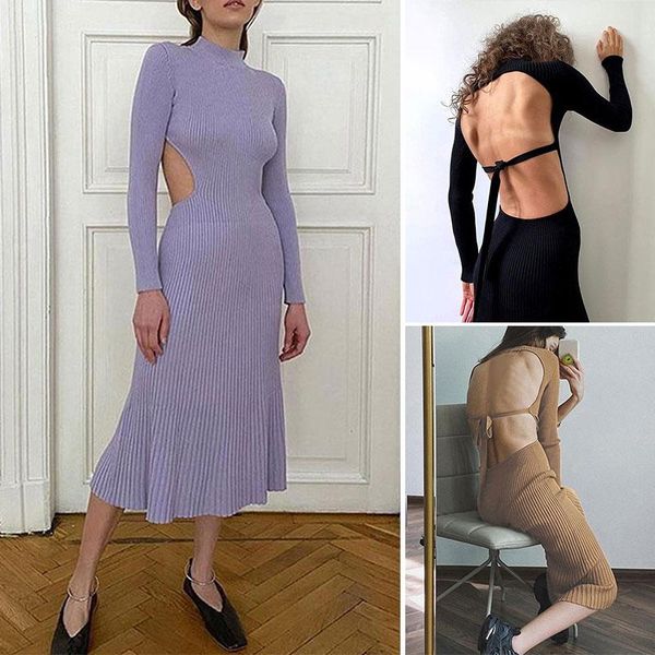 casual dresses women backless party dress knit style long sleeve turtleneck winter maxi slim office, Black;gray
casual dresses women backless party dress knit style long sleeve turtleneck winter maxi slim office, Black;gray