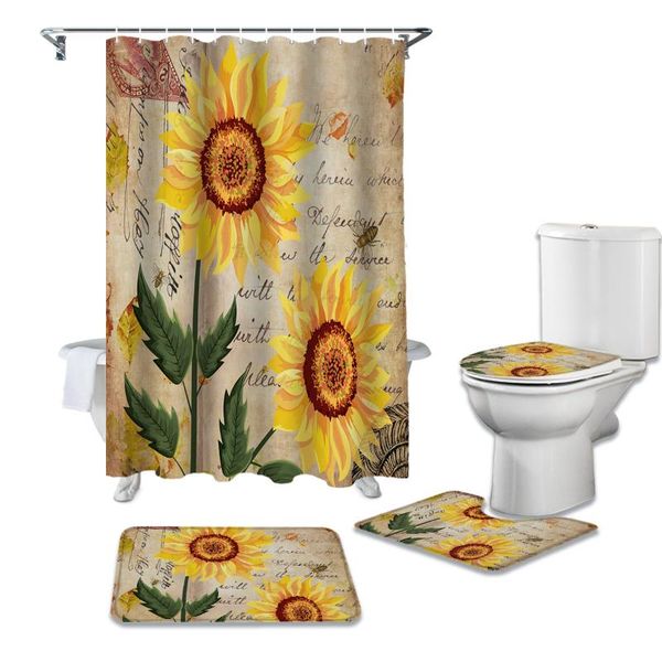 shower curtains retro shabby sunflower curtain sets non-slip rugs toilet lid cover and bath mat waterproof bathroom
shower curtains retro shabby sunflower curtain sets non-slip rugs toilet lid cover and bath mat waterproof bathroom