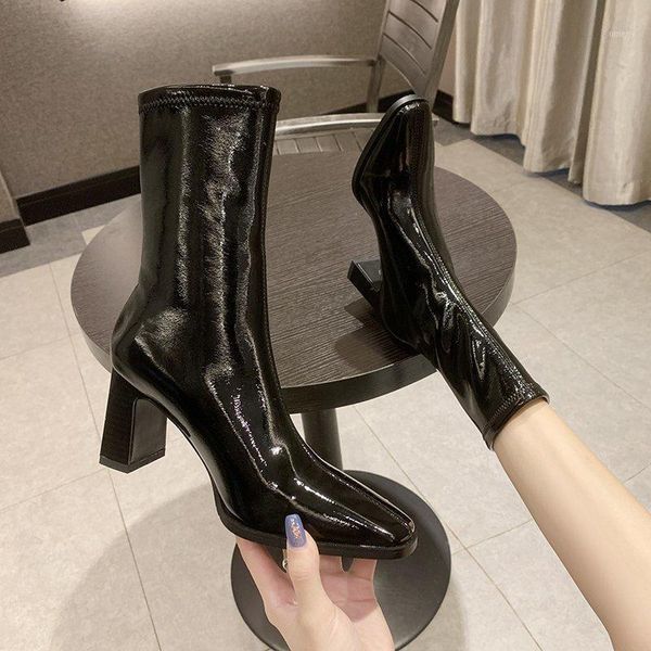 boots women's square toe short fashion pu leather thick heels solid color 2021 ladies1, Black
boots women's square toe short fashion pu leather thick heels solid color 2021 ladies1, Black