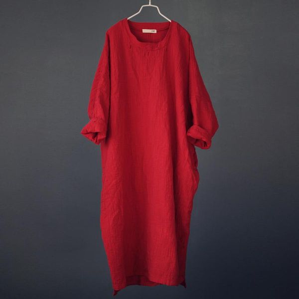casual dresses solid color women vintage maxi long dress robes 2021 autumn bat sleeve embroidery cotton linen vestidos, Black;gray
casual dresses solid color women vintage maxi long dress robes 2021 autumn bat sleeve embroidery cotton linen vestidos, Black;gray