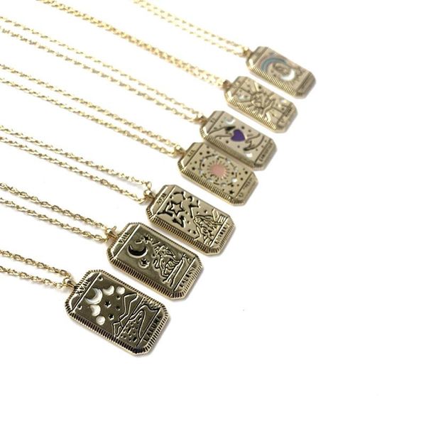 pendant necklaces square amulet tarot cards vintage necklace women's jewelry gift collar chain for female, Silver
pendant necklaces square amulet tarot cards vintage necklace women's jewelry gift collar chain for female, Silver