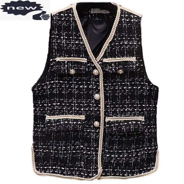 women's vests women pearls single breasted tweed sleeveless jacket plaid vest v neck casual loose fit outwear waistcoat streetwear, Black;white
women's vests women pearls single breasted tweed sleeveless jacket plaid vest v neck casual loose fit outwear waistcoat streetwear, Black;white