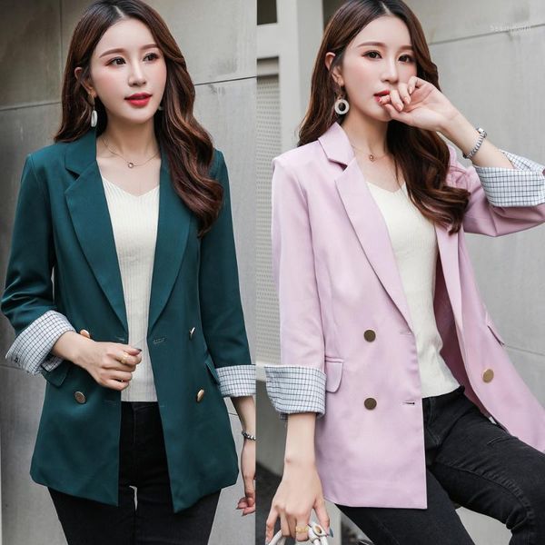 suit jacket female spring autumn long-sleeved slim korean temperament casual coat pink green women's suits & blazers, White;black
suit jacket female spring autumn long-sleeved slim korean temperament casual coat pink green women's suits & blazers, White;black