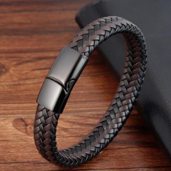 tennis european and american fashion black braided leather metal magnetic clasp bracelet men's casual daily accessories, Golden;silver
tennis european and american fashion black braided leather metal magnetic clasp bracelet men's casual daily accessories, Golden;silver