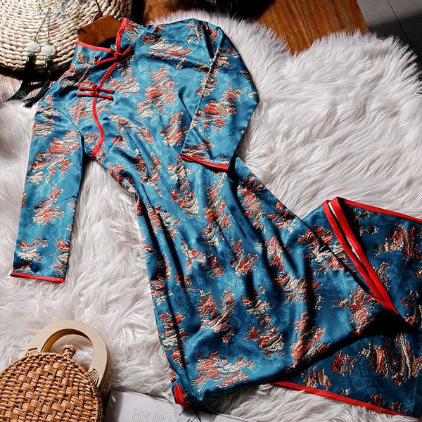 ethnic clothing floral print traditional chinese wedding party dresses for women long cheongsam qipao silky dress robe chinoise formal gowns, Red
ethnic clothing floral print traditional chinese wedding party dresses for women long cheongsam qipao silky dress robe chinoise formal gowns, Red