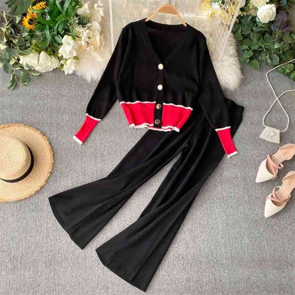 fashion streetwear knit two piece set women autumn female v-neck single breasted cardigan + wide leg pants peice outfits 210514, White
fashion streetwear knit two piece set women autumn female v-neck single breasted cardigan + wide leg pants peice outfits 210514, White