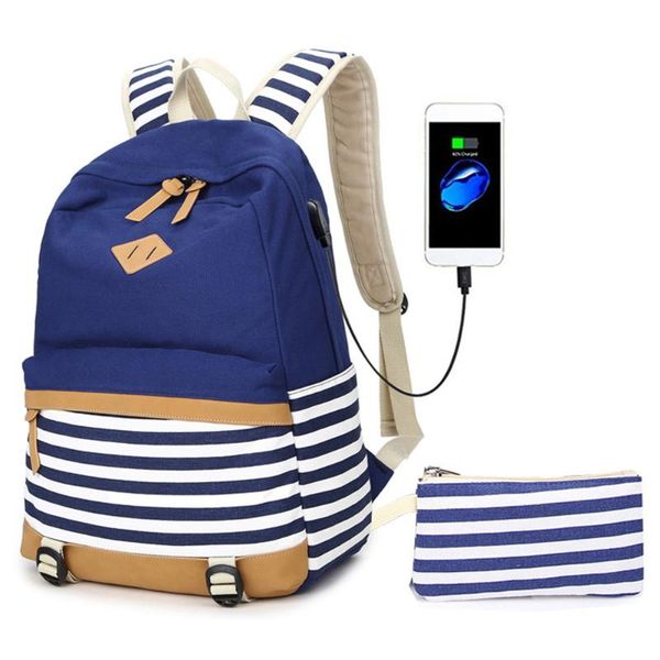 backpack women men pencil case with usb port casual canvas travel striped school bag laplarge capacity zipper
backpack women men pencil case with usb port casual canvas travel striped school bag laplarge capacity zipper
