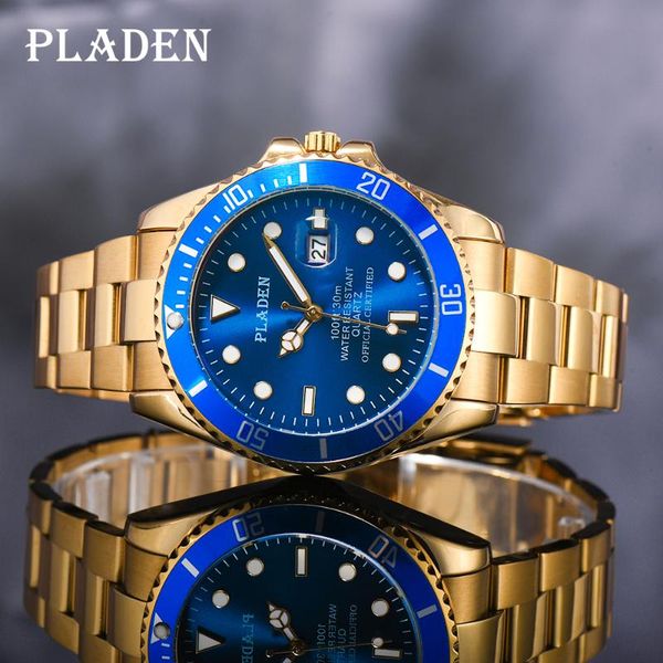 wristwatches pladen gold watch men luxury fashion brand stainless steel blue dial auto calendar quartz watches rotatable bezel ii timepieces, Slivery;brown
wristwatches pladen gold watch men luxury fashion brand stainless steel blue dial auto calendar quartz watches rotatable bezel ii timepieces, Slivery;brown
