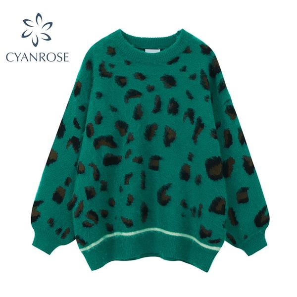 vintage knitted sweater women leopard green spring long sleeve pullover knitwear oversized streetwear female 210430, White;black
vintage knitted sweater women leopard green spring long sleeve pullover knitwear oversized streetwear female 210430, White;black
