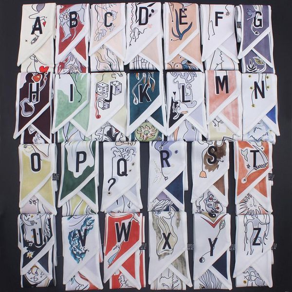 1pcs abstract printed silk scarf tarot 26 letters imitation women's scarves wrist towel bag handle decoration 26colors, Blue;gray
1pcs abstract printed silk scarf tarot 26 letters imitation women's scarves wrist towel bag handle decoration 26colors, Blue;gray