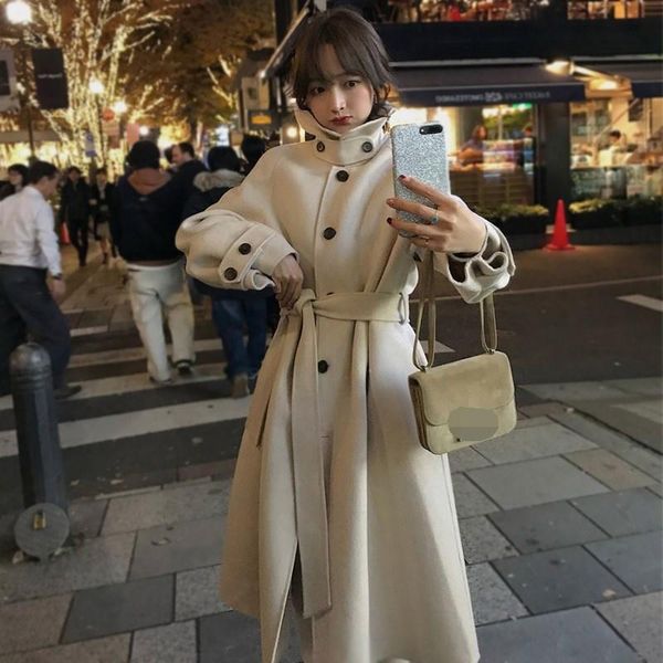 women's wool & blends office lady woolen coat long 2021 fashion autumn and winter hepburn style stand collar korean, Black
women's wool & blends office lady woolen coat long 2021 fashion autumn and winter hepburn style stand collar korean, Black