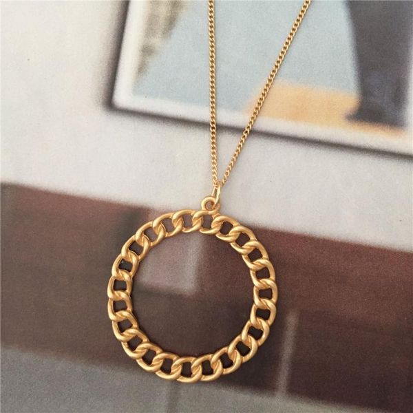pendant necklaces casual gold color plating chain shape big circle long necklace for women girl elegant sweater decoration boho jewelry, Silver
pendant necklaces casual gold color plating chain shape big circle long necklace for women girl elegant sweater decoration boho jewelry, Silver